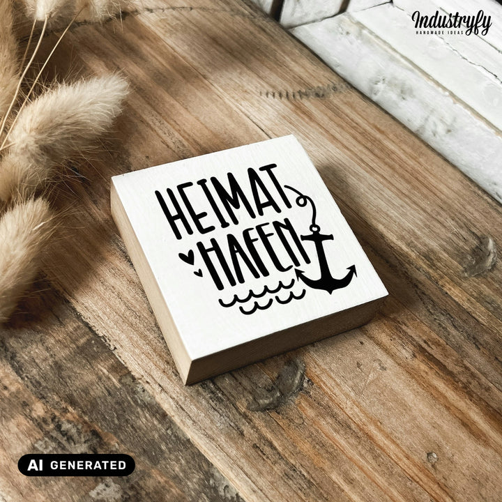 Kühlschrankmagnet Holz Heimathafen, Holzmagnet von Industryfy