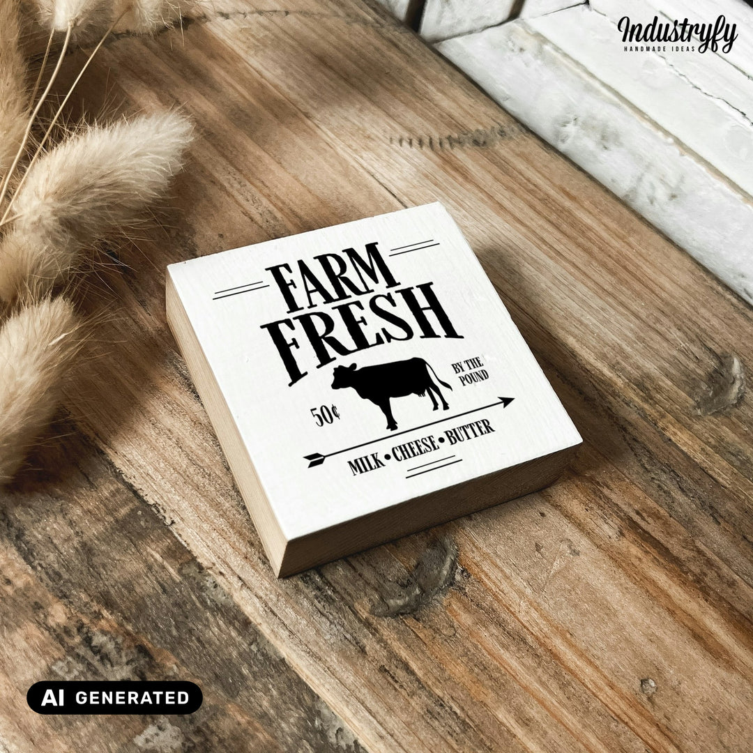 Kühlschrankmagnet Holz Farm fresh, Holzmagnet von Industryfy