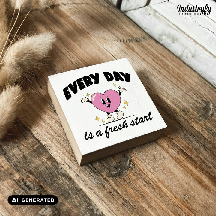 Kühlschrankmagnet Holz Every Day is a fresh start, Holzmagnet von Industryfy