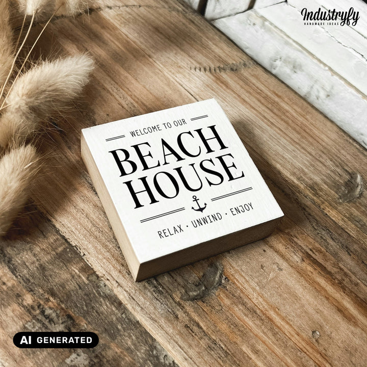 Kühlschrankmagnet Holz Beach House No2, Holzmagnet von Industryfy