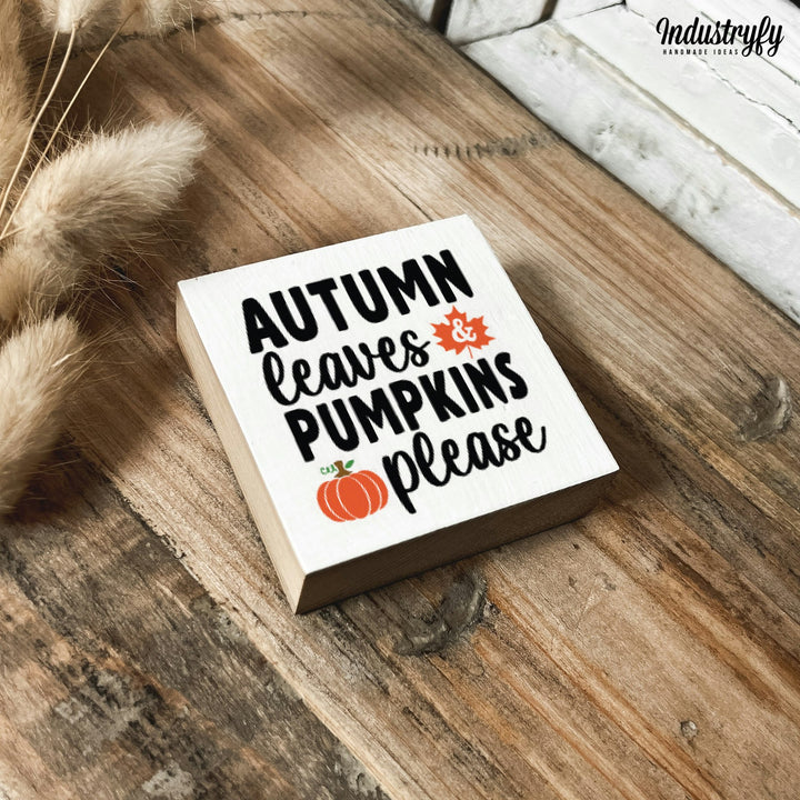 Kühlschrankmagnet Holz Autumn leaves and pumpkins please, Holzmagnet von Industryfy