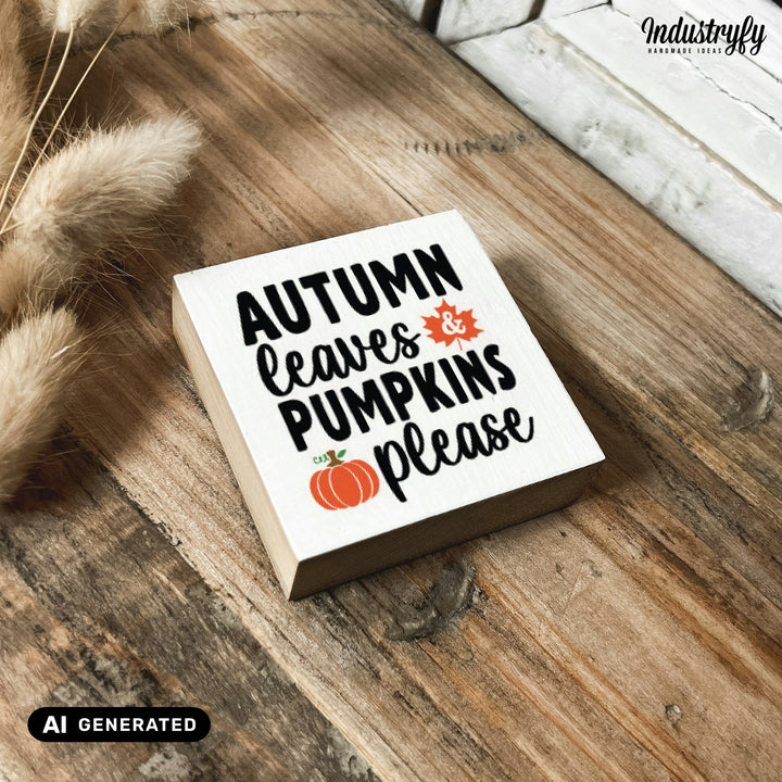 Kühlschrankmagnet Holz Autumn leaves and pumpkins please, Holzmagnet von Industryfy