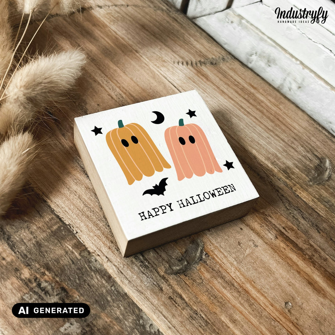 Kühlschrankmagnet Holz Happy Halloween, Holzmagnet von Industryfy