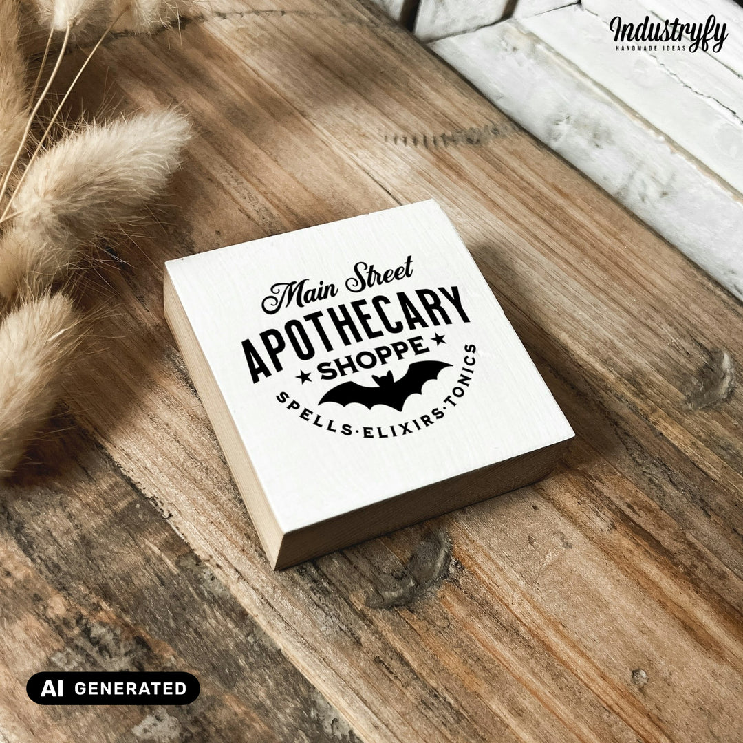 Kühlschrankmagnet Holz Main Street Apothecary No2, Holzmagnet von Industryfy
