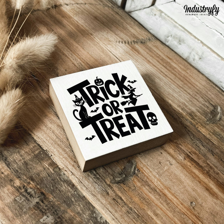Kühlschrankmagnet Holz Trick or treat No3, Holzmagnet von Industryfy