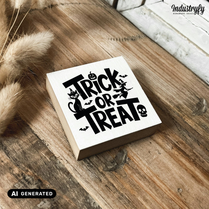 Kühlschrankmagnet Holz Trick or treat No3, Holzmagnet von Industryfy